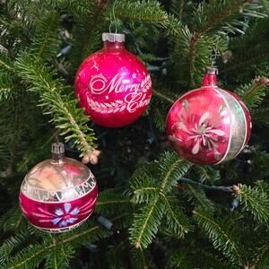 3 Vintage Glass Ornaments Shiny Brite plus Two Other